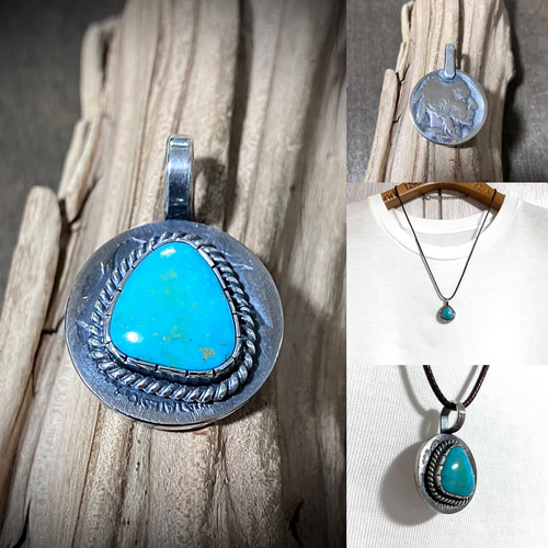 ロイストン ターコイズ ヴィンテージコイン シルバー ネックレス