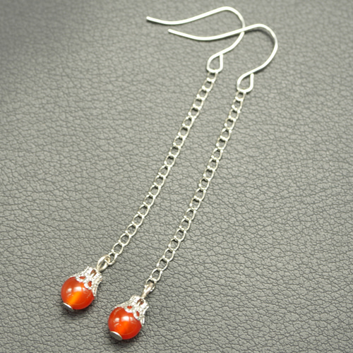 カーネリアンのゆらゆらロングピアス 340 ピアス（フック・チェーン