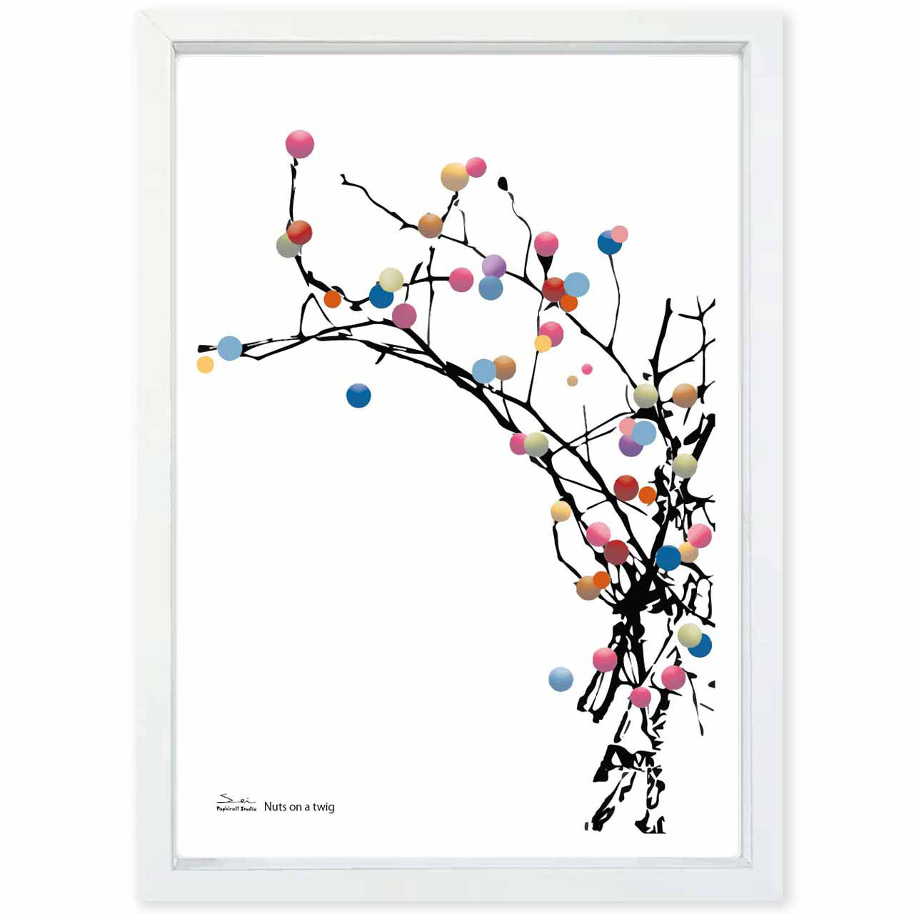 小枝のかわいい実　木　送料無料　あらゆるお部屋のポスター　イラスト　アートポスター　アート/sei検索新着順　3968