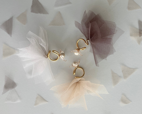 ハナノユメドレス イヤーカフ（片耳 花 ゴールド ワイヤー ディップ