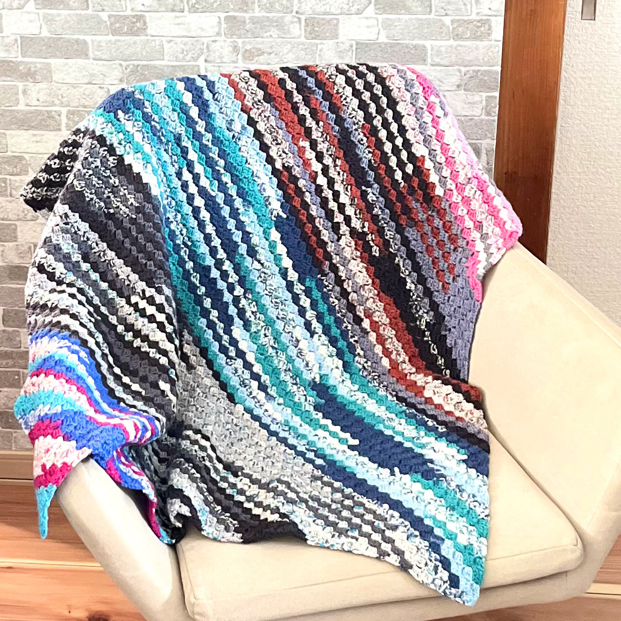 【送料無料】ワッフルみたいなブランケット［レトロカラー］膝掛け　ソファーカバー　温活