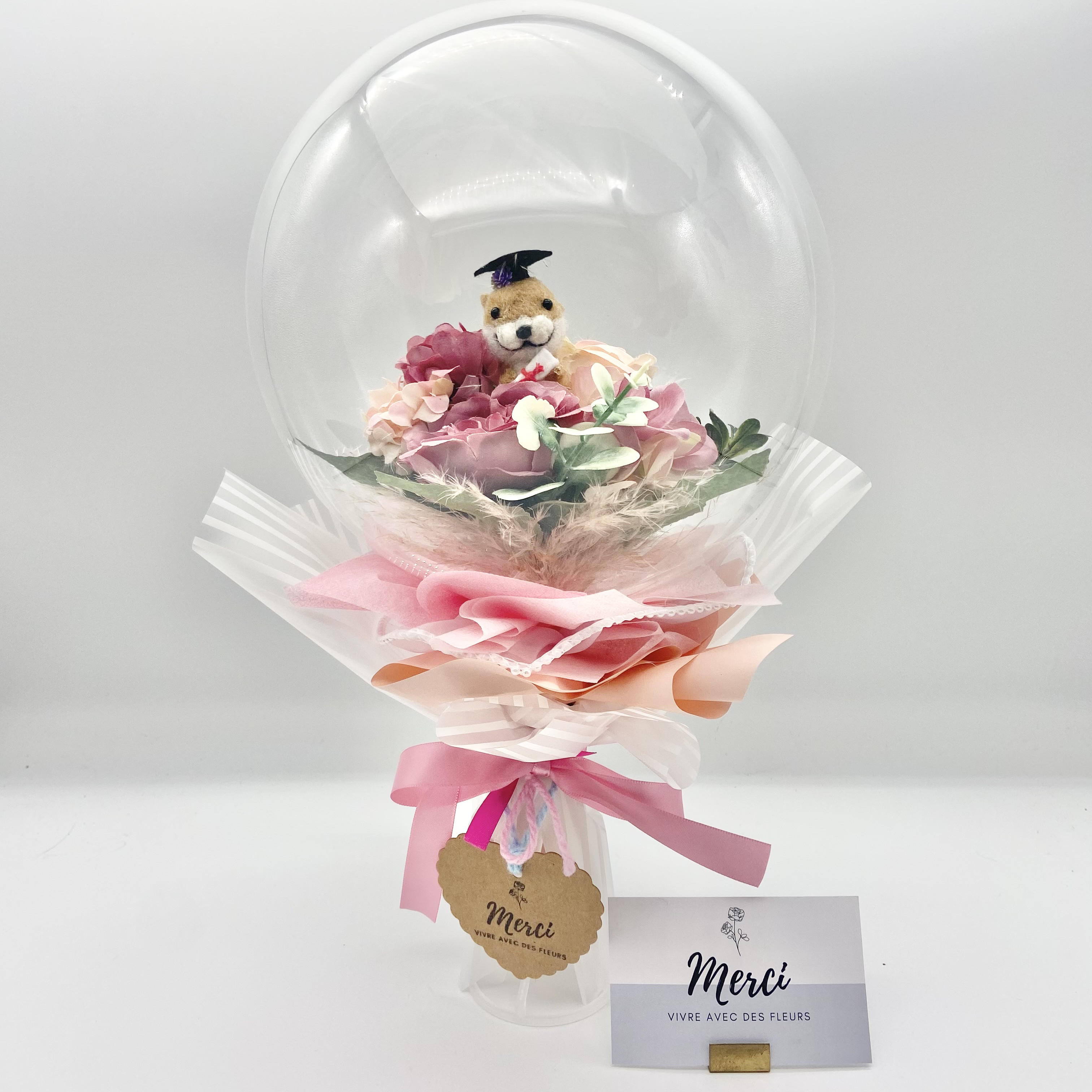 卒業おめでとう♡バルーン　フラワーバルーンブーケ　立てて飾れるブーケ♡カワウソ