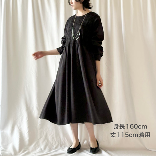 締めつけない美しさ】【丈が選べる】大人のシャーリングワンピース