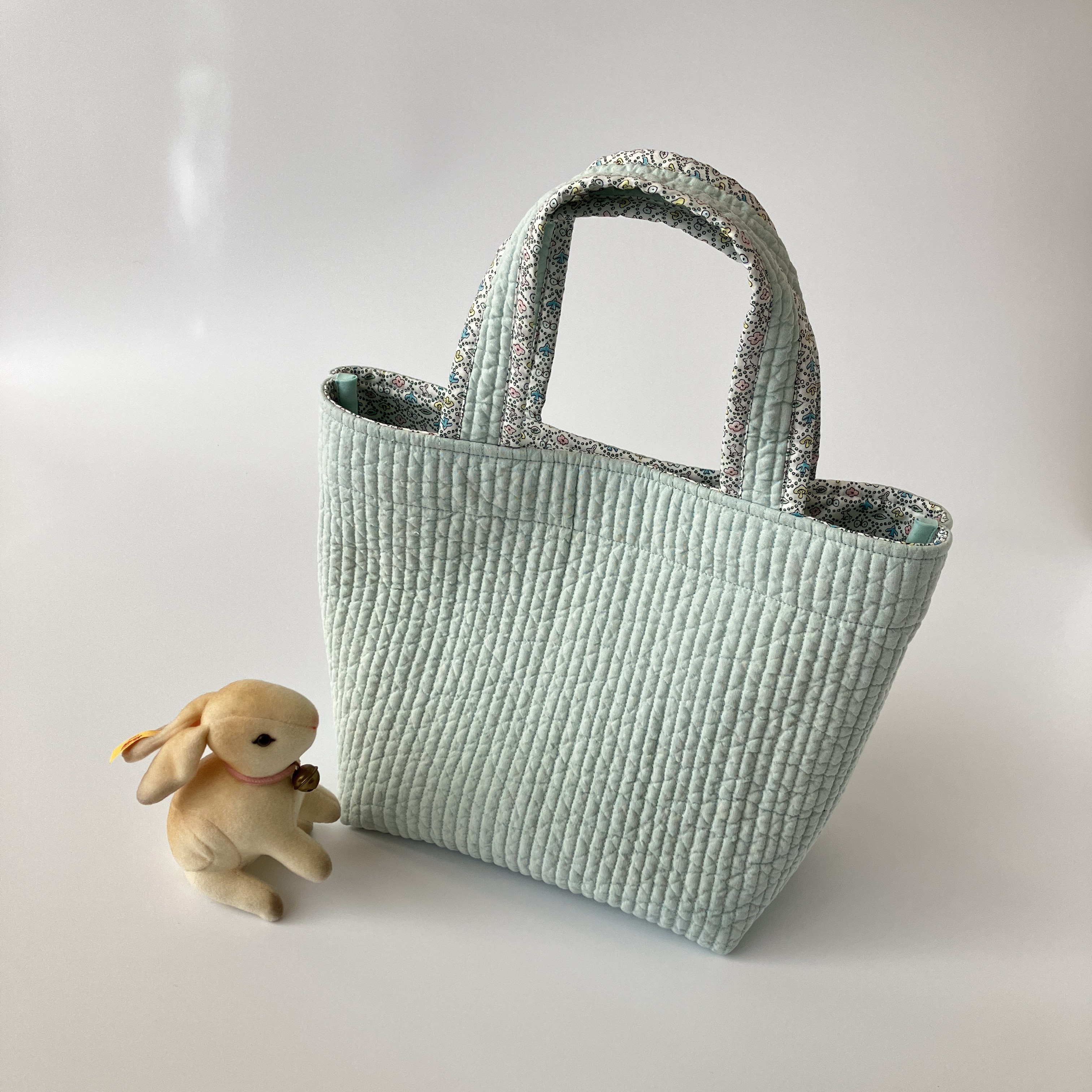 ヌビバッグ＊リバティパイピングのミニトート　　フォレストウェーブ　ミナペルホネン　ミントグリーン