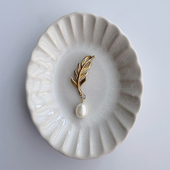 ヴィンテージリーフブローチ②パール あこや真珠 バロック セレモニー