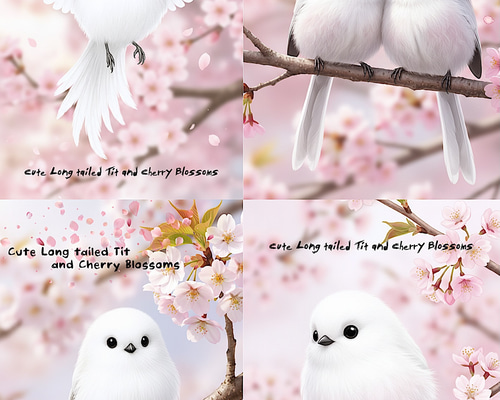 オリジナル 生地 ハンドメイド素材 パネル生地 鳥 シマエナガ 春 生地