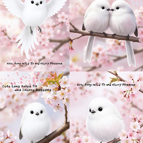 オリジナル 生地 ハンドメイド素材 パネル生地 鳥 シマエナガ 春 生地