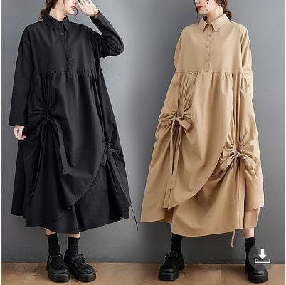 大きいサイズ レディース 秋　冬 ワンピース　新品 長袖　春　カーキ♥