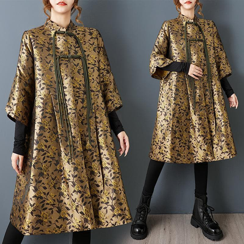 新品 大きいサイズ ゆったり 花柄 刺繍 トレンチコート　アウター 春 秋冬