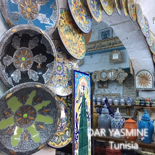 チュニジア・ナブールの陶器 ふちありボウル16cm 4色セット お椀