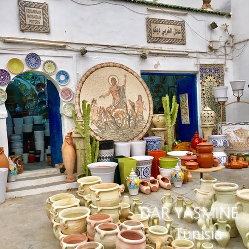 チュニジア・ナブールの陶器 ふちありボウル16cm 4色セット お椀