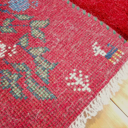 ペルシャ ギャッベ 玄関マット ラグ 85x63㎝ 茜色 ボルドーカラー