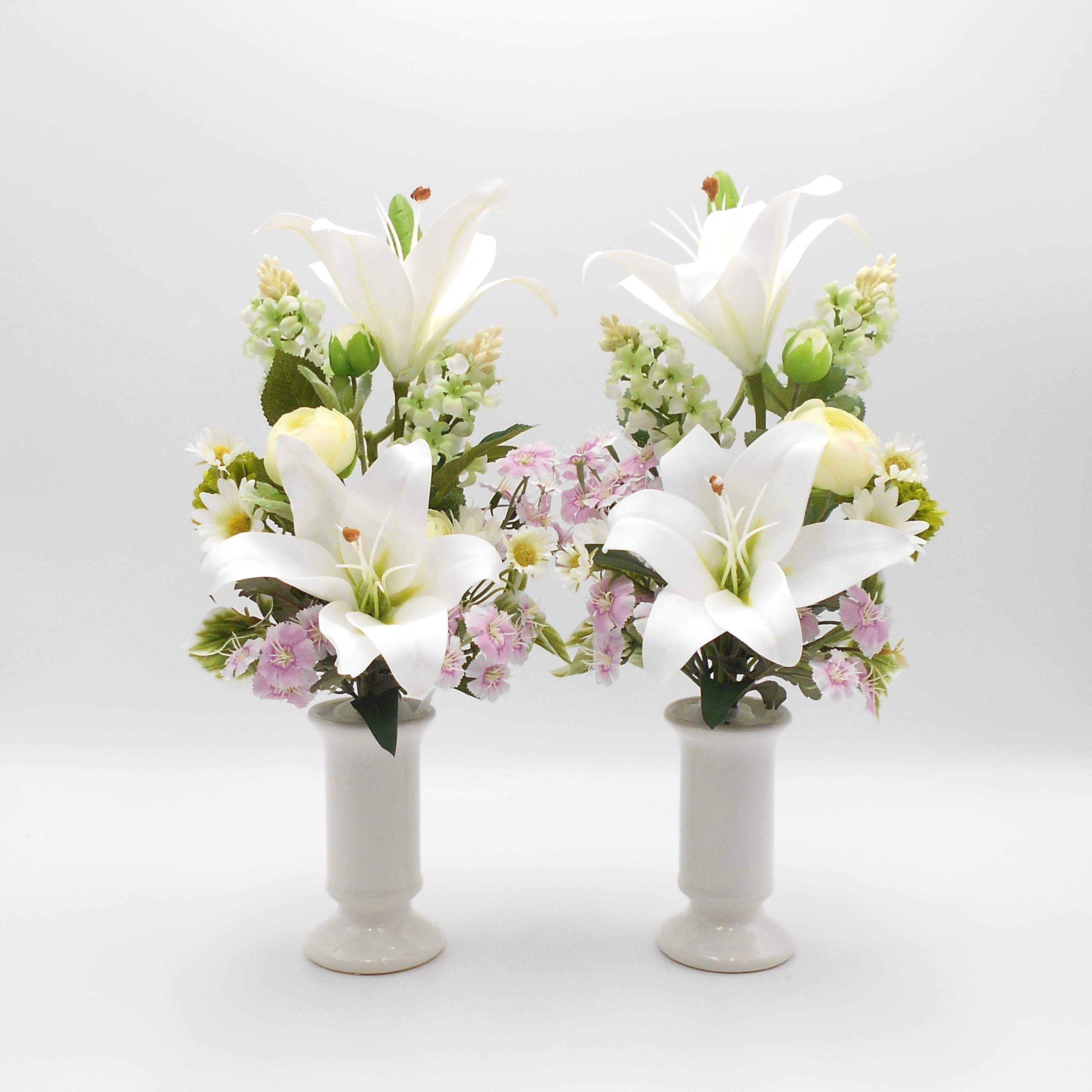 仏花　Ｓ　１対　百合・撫子　アーティシャルフラワー　仏壇　供花　お彼岸　お盆