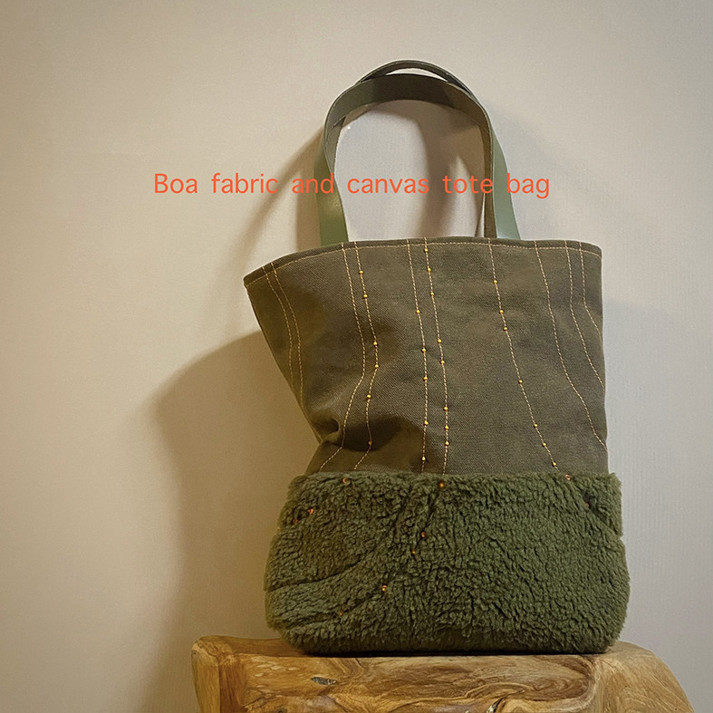 ※冬物セール/帆布とボア生地のコンビかばん