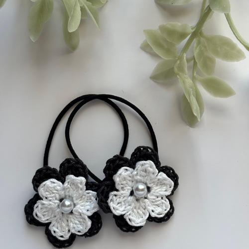 614※子供用※ヘアゴムセット 黒ブラック 雑貨・その他 crochet※momo