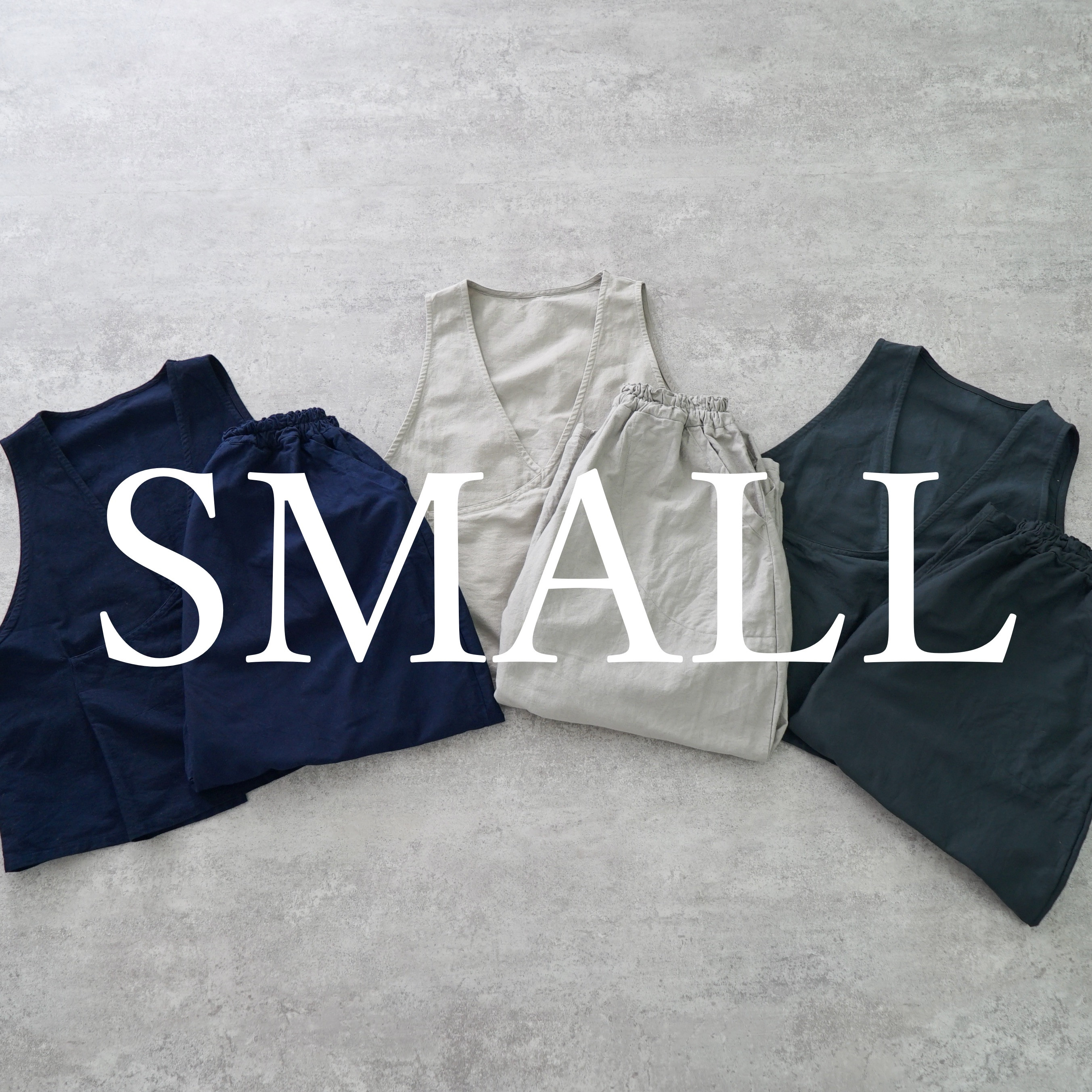 【福袋】Vネックタックベスト+8分丈バルーンパンツセットアップ/選べる3カラー/三河織物