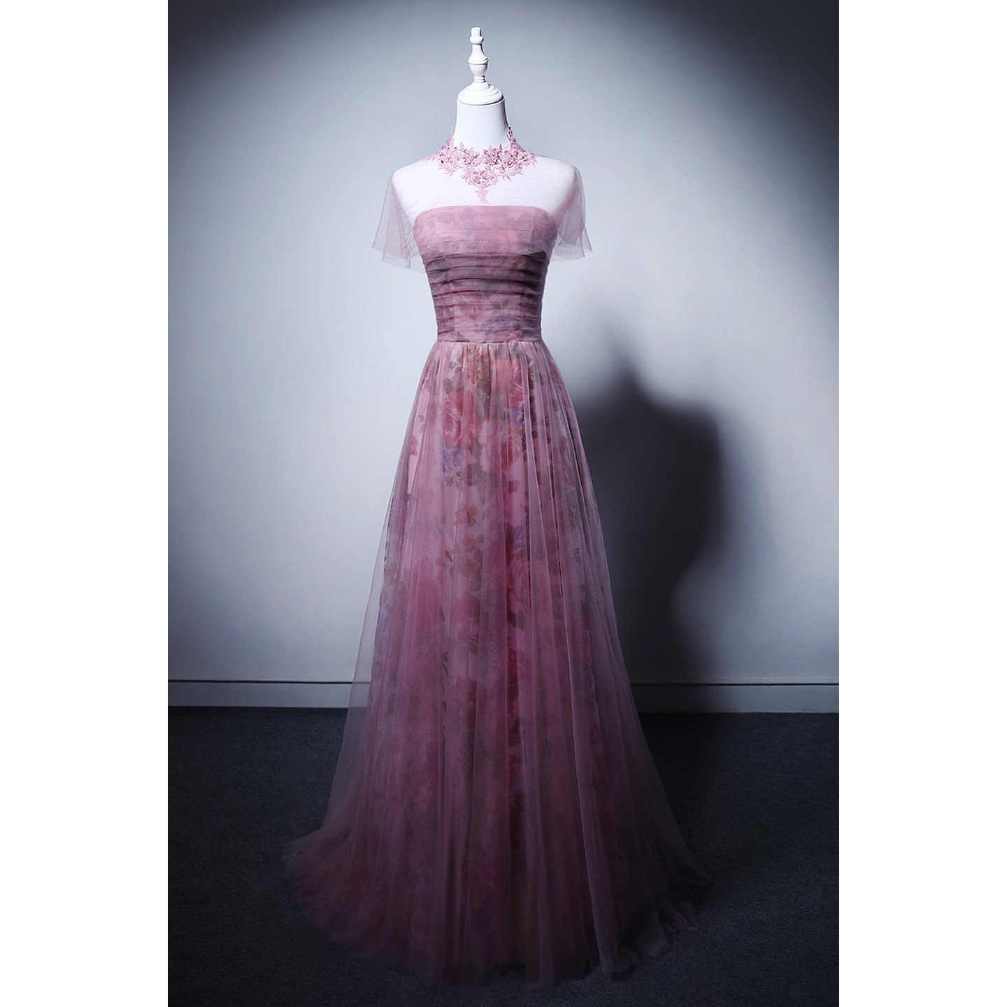 高級感 ピンク レース パーティードレス プリンセス 花嫁 演奏会 成人式 誕生日 披露宴 二次会 前撮り M034