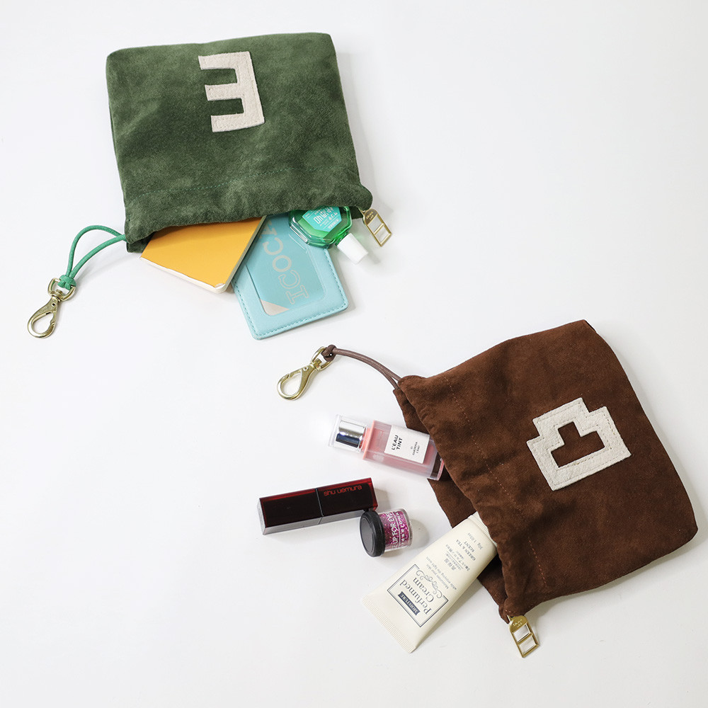 選べる アルファベット スエード 巾着 ミニ 小さい ポーチ レザー 革 小物入れ イニシャル ギフト gl-00032