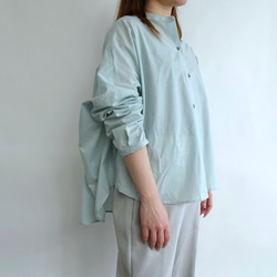 雙面立領襯衫（霧綠色） 第8張的照片