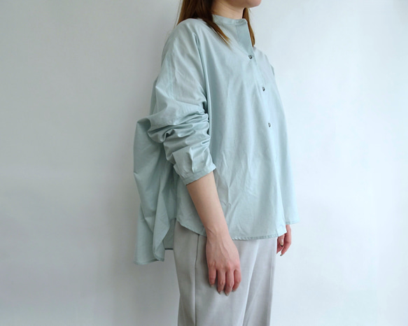 雙面立領襯衫（霧綠色） 第8張的照片