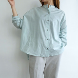 雙面立領襯衫（霧綠色） 第4張的照片