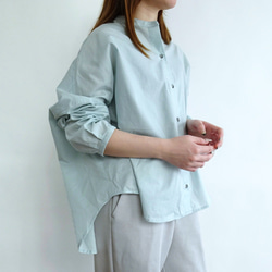 雙面立領襯衫（霧綠色） 第1張的照片