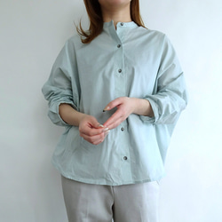 雙面立領襯衫（霧綠色） 第6張的照片