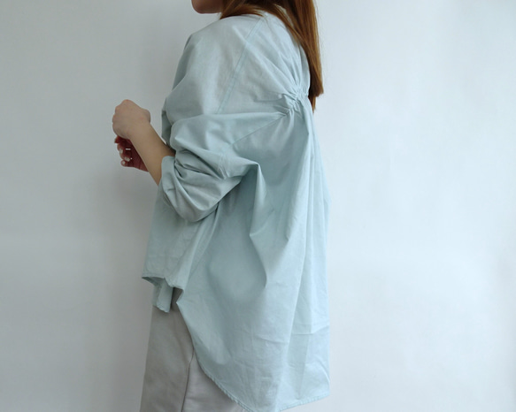 雙面立領襯衫（霧綠色） 第7張的照片