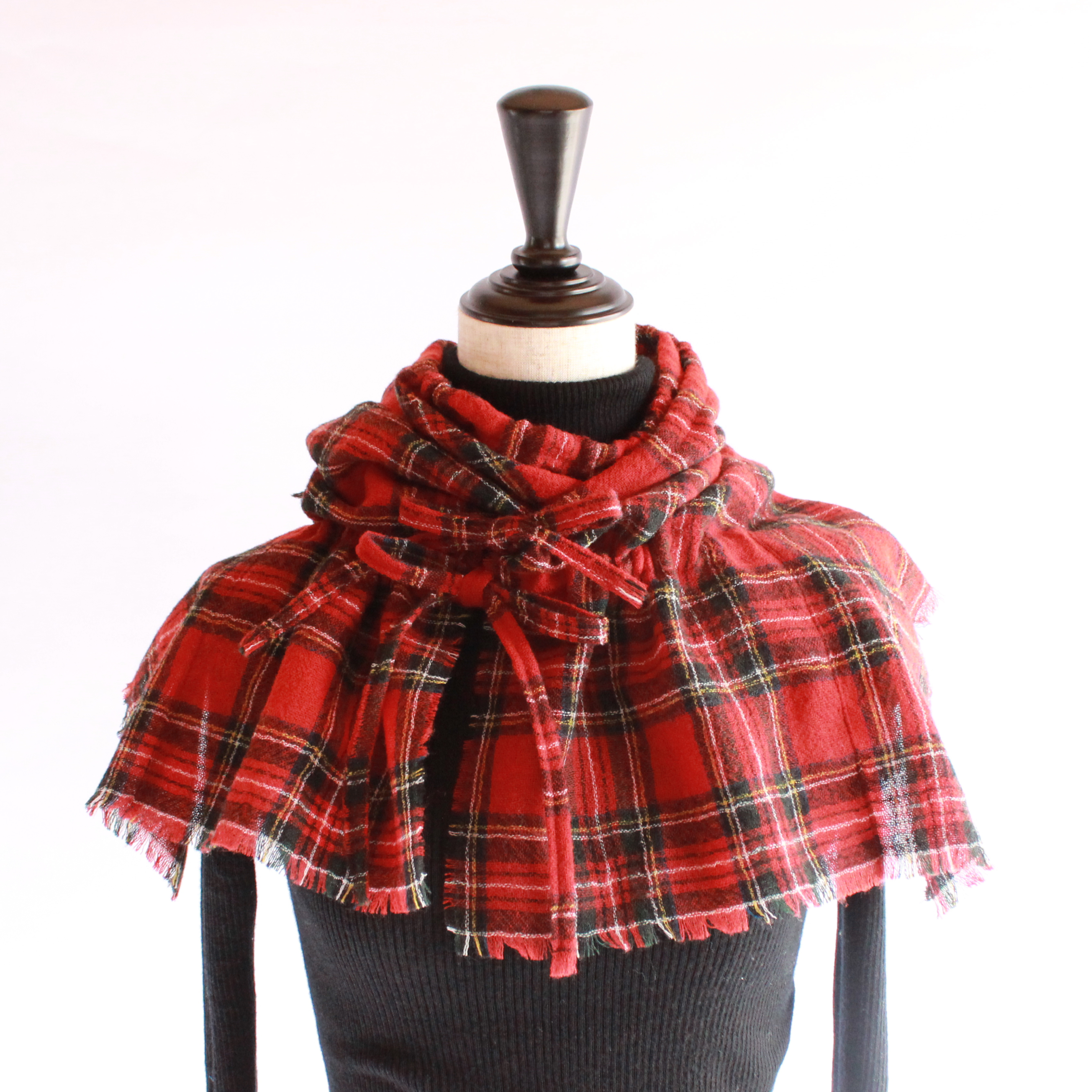 4wayストール《ウールガーゼ×タータンチェック》(マフラー・ストール・巻きスカート・ひざ掛け)