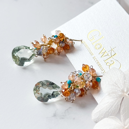 2月誕生石】宝石質グリーンアメジストとシトリンの スプリンググロウ