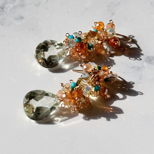 2月誕生石】宝石質グリーンアメジストとシトリンの スプリンググロウ