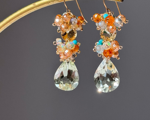 2月誕生石】宝石質グリーンアメジストとシトリンの スプリンググロウ