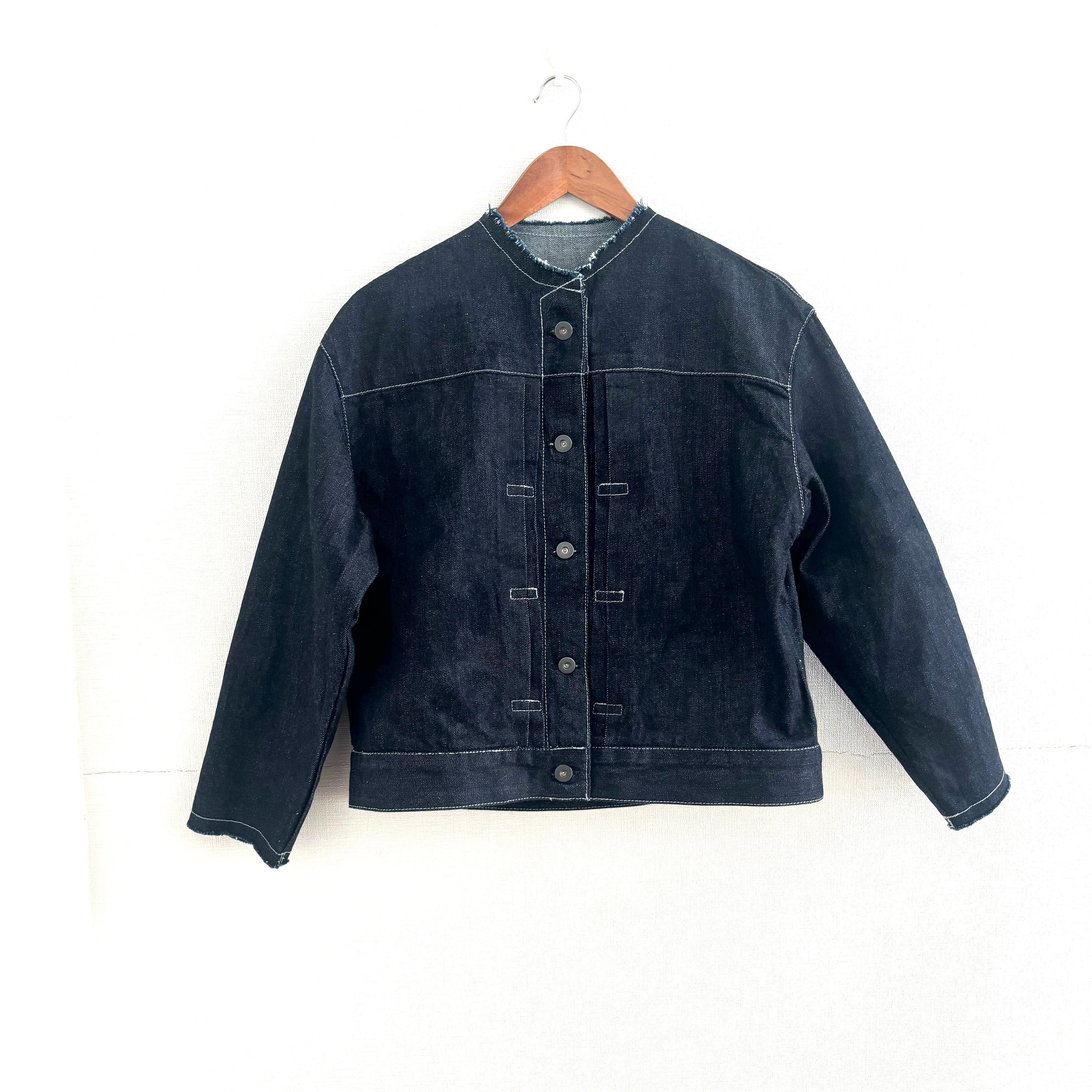 岡山デニム　日本製　セルビッジデニム生地でデニムジャケットを作りました　糸・ボタンを選んでいただけます　Gジャン