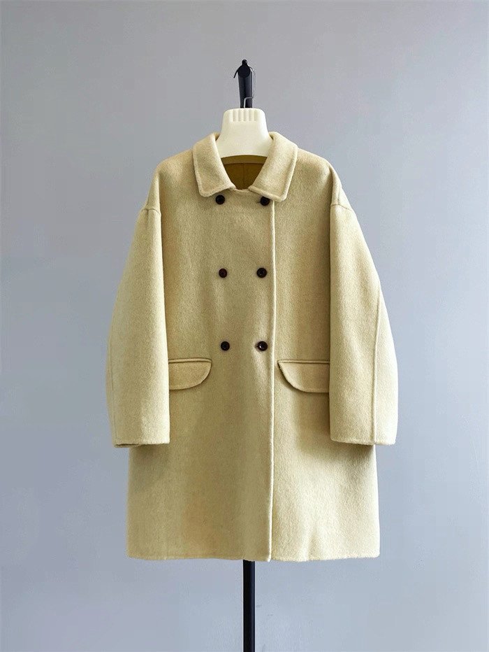 暖かい スタンドカラーロングコート レディース