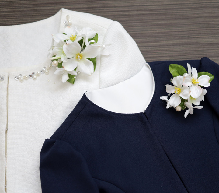 新作＊ママ＆女の子セット＊ ハナミズキとジャスミンのコサージュ*リンクコーデ*大人フォーマル2026*入園入学2026