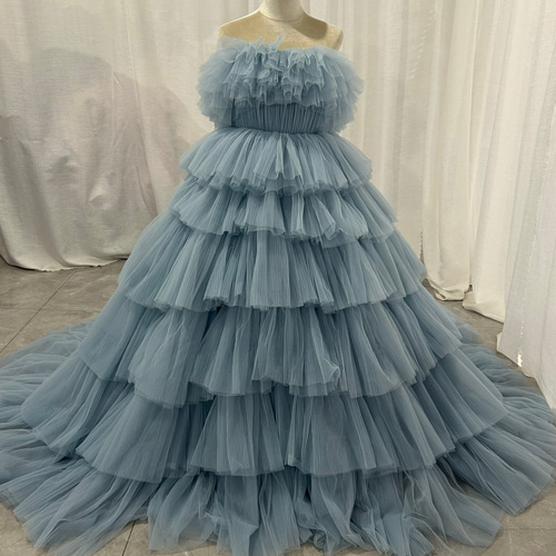 フリルのチュールスカートがオシャレ バイカラーベア ドレス フリルのチュールスカートがオシャレ バイカラーベア ドレス