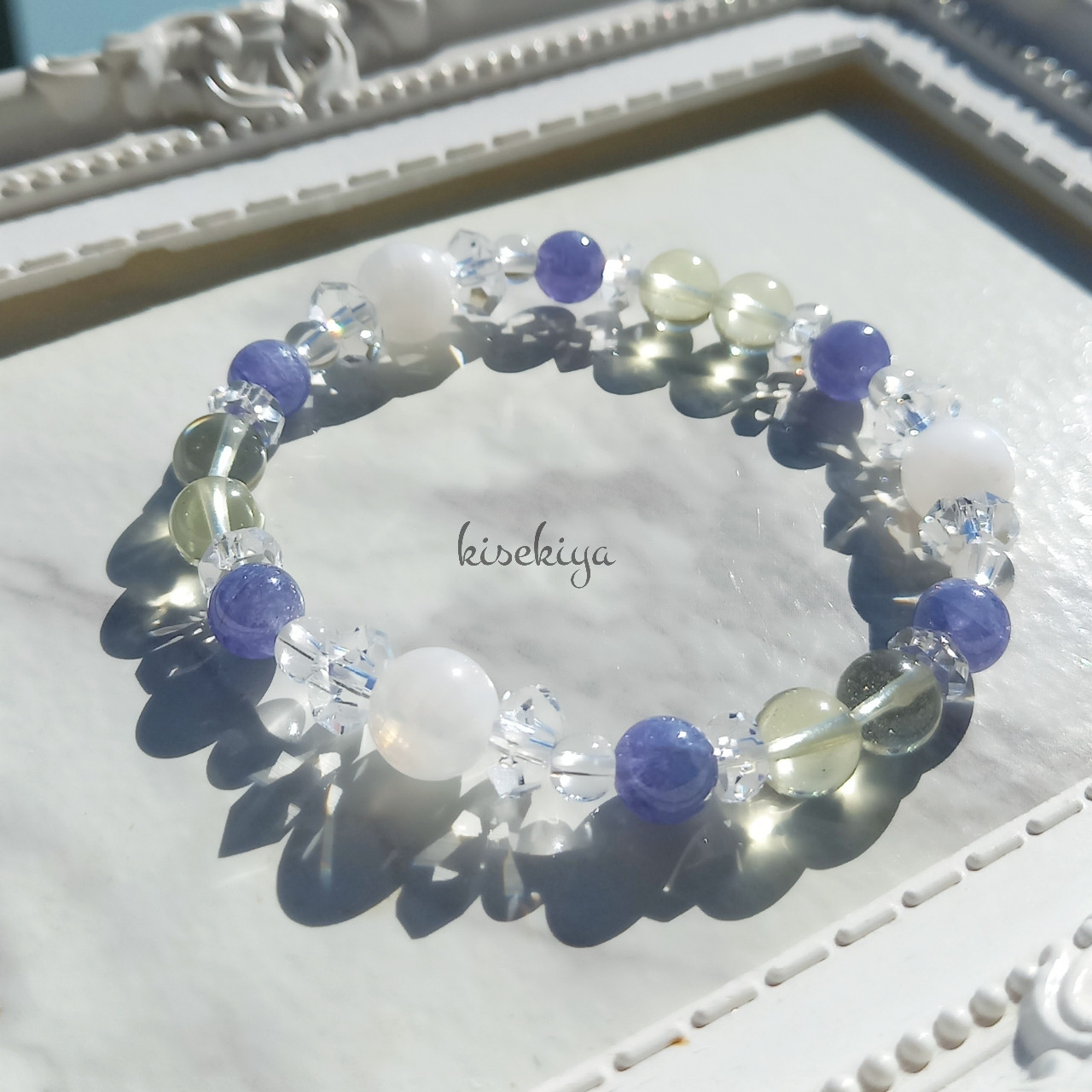 ◆リビアングラス×ムーンストーン×タンザナイト◆天然石ブレスレット 4,620円