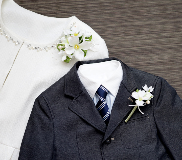 新作＊ママ＆男の子セット＊ ハナミズキとジャスミンのコサージュ*リンクコーデ*大人フォーマル2026*入園入学2026