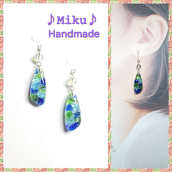 No.1551-D 琉球ガラス・しずく型☆ピアス・イヤリング(レッド) ピアス