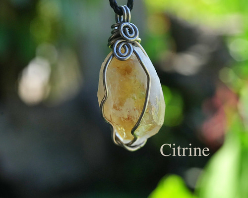 金貨の彩☆シトリン原石 ワイヤーアートネックレス2564 ネックレス