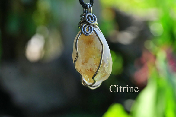 金貨の彩☆シトリン原石 ワイヤーアートネックレス2564 ネックレス