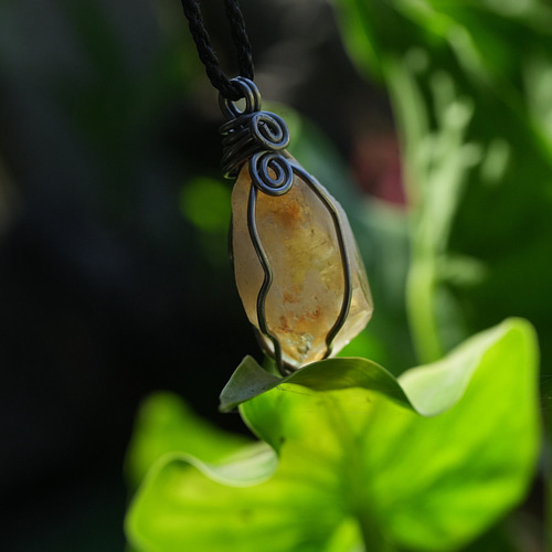 金貨の彩☆シトリン原石 ワイヤーアートネックレス2564 ネックレス