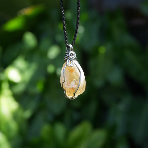 金貨の彩☆シトリン原石 ワイヤーアートネックレス2564 ネックレス
