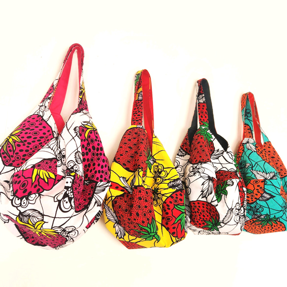 アフリカ布で作った少しだけ大きめなサークルバッグ トートバッグ