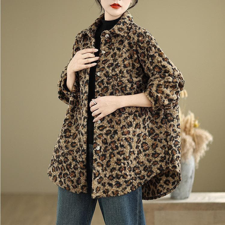 新品秋冬大きいサイズ ヒョウ柄 コートゆったり 4L レトロアウターレオパードd 5,375円