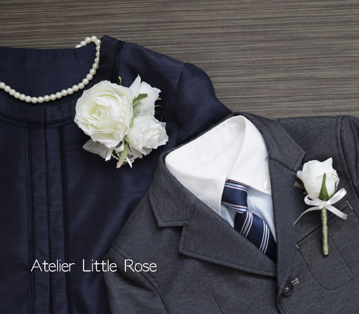 新作＊白いバラのコサージュ＆ブートニア親子セット＊ 男の子＊ 入学式 卒業式 *大人フォーマル2026*入園入学2026