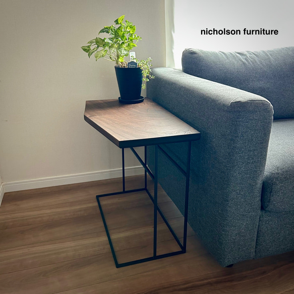 サイドテーブル ブラックウォールナット 1点物作品 】サイドテーブル 一枚板ブラックウォールナット オリジナル