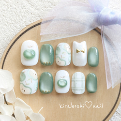 くまさん♡クリームソーダ・メロンソーダネイル【注文時サイズ必須です