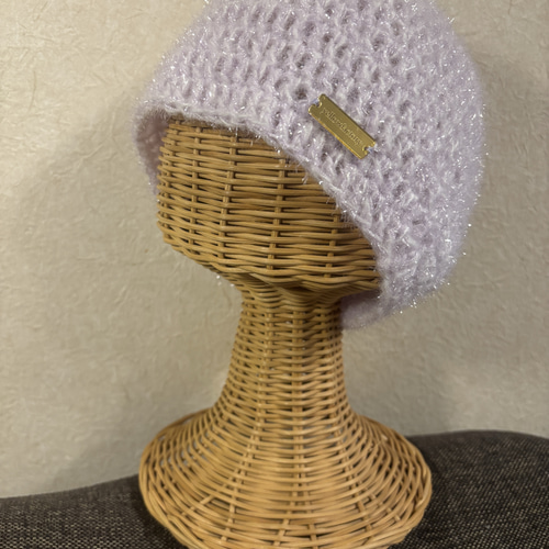 モヘアとスセミのキラキラニット帽(ピンクパープル) ニット帽