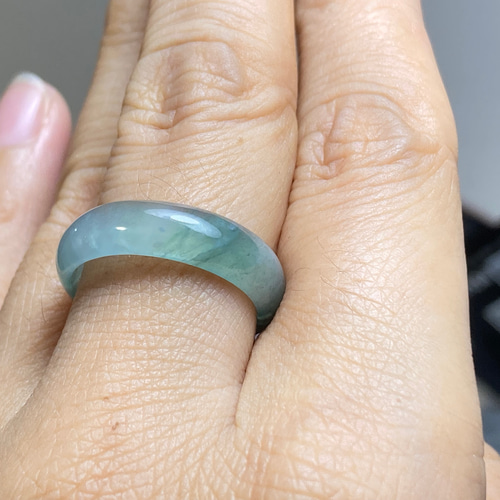 L16-43 氷種 18.0号 青緑 グアテマラ産 A貨 本翡翠 くりぬき リング